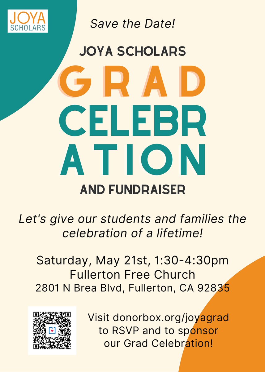 Let’s give our Class of 2022 grads and their families the celebration of a lifetime! 👩🏽‍🎓 Join us for an afternoon filled with friends, food, tributes, and good times all around 🥳 Go to donorbox.org/joyagrad to RSVP!
