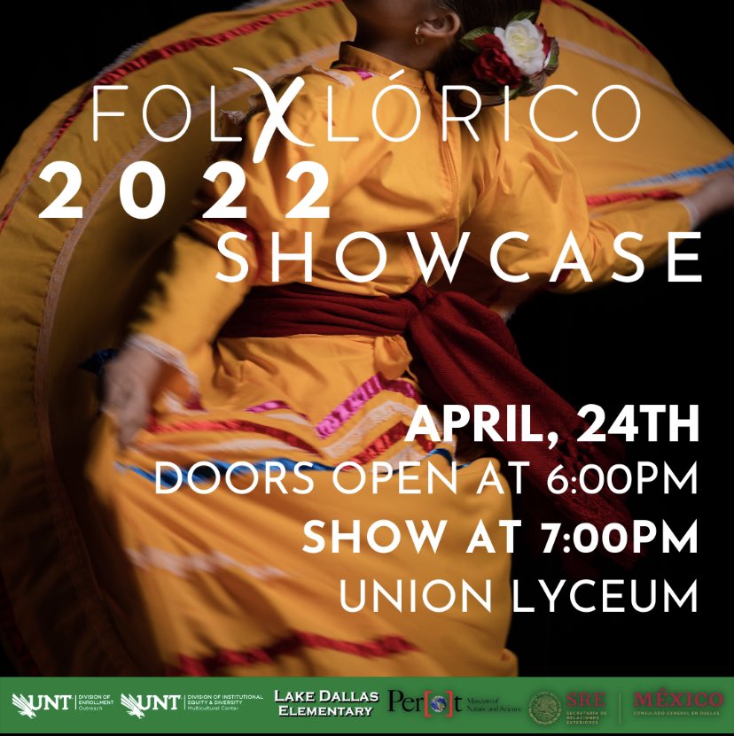 Acompáñenos este 24 de abril para ver el evento Folxlórico 2022. Este evento será gratis en el Union Lyceum de UNT. Esperemos que nos puedas acompañar 💚😁