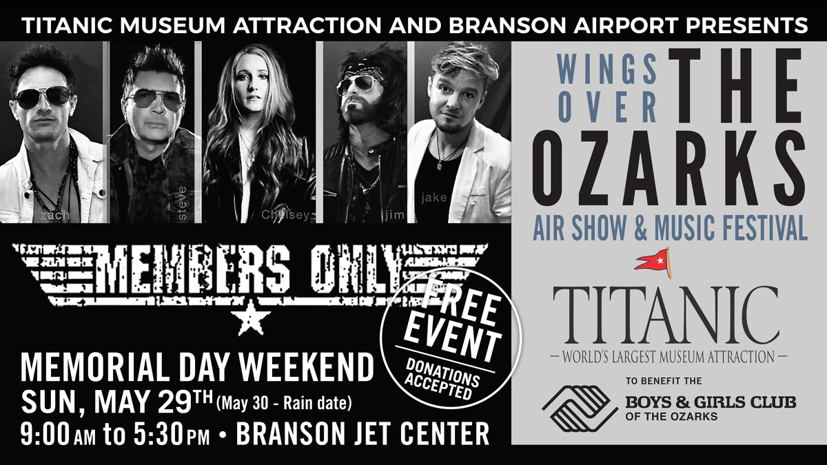 FlyBranson (@flybranson) on Twitter photo High-flyin' n High-five'n! is happnin' on May 29th with the sounds of Premier 80's Tribute Band <a href="/membersonly80s/">Members Only</a>, Highway 13 Band & <a href="/PeteDaveMusic/">PeteandDave</a> ...plus, catch FIVE High-Hair-Raising Aerobatic Acts all to benefit Boys & Girls Club of the Ozarks. FREE EVENT Donations accepted. High-flyin' n High-five'n! is happnin' on May 29th with the sounds of Premier 80's Tribute Band <a href="/membersonly80s/">Members Only</a>, Highway 13 Band & <a href="/PeteDaveMusic/">PeteandDave</a> ...plus, catch FIVE High-Hair-Raising Aerobatic Acts all to benefit Boys & Girls Club of the Ozarks. FREE EVENT Donations accepted.