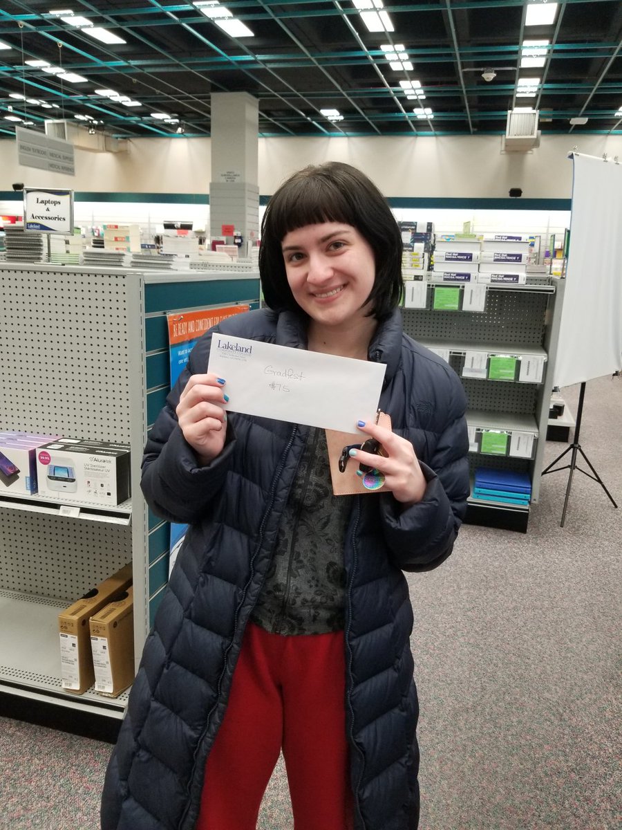 LCCBookstore's tweet photo. GradFest was a success! Our three lucky winners have picked up their prizes and a great many more students picked up their caps, gowns, and various Alumni gifts. Have you grabbed your cap and gown yet? It’s not too late! Stop by customer service at the bookstore to pick up yours! https://t.co/tgtXeD6aUP