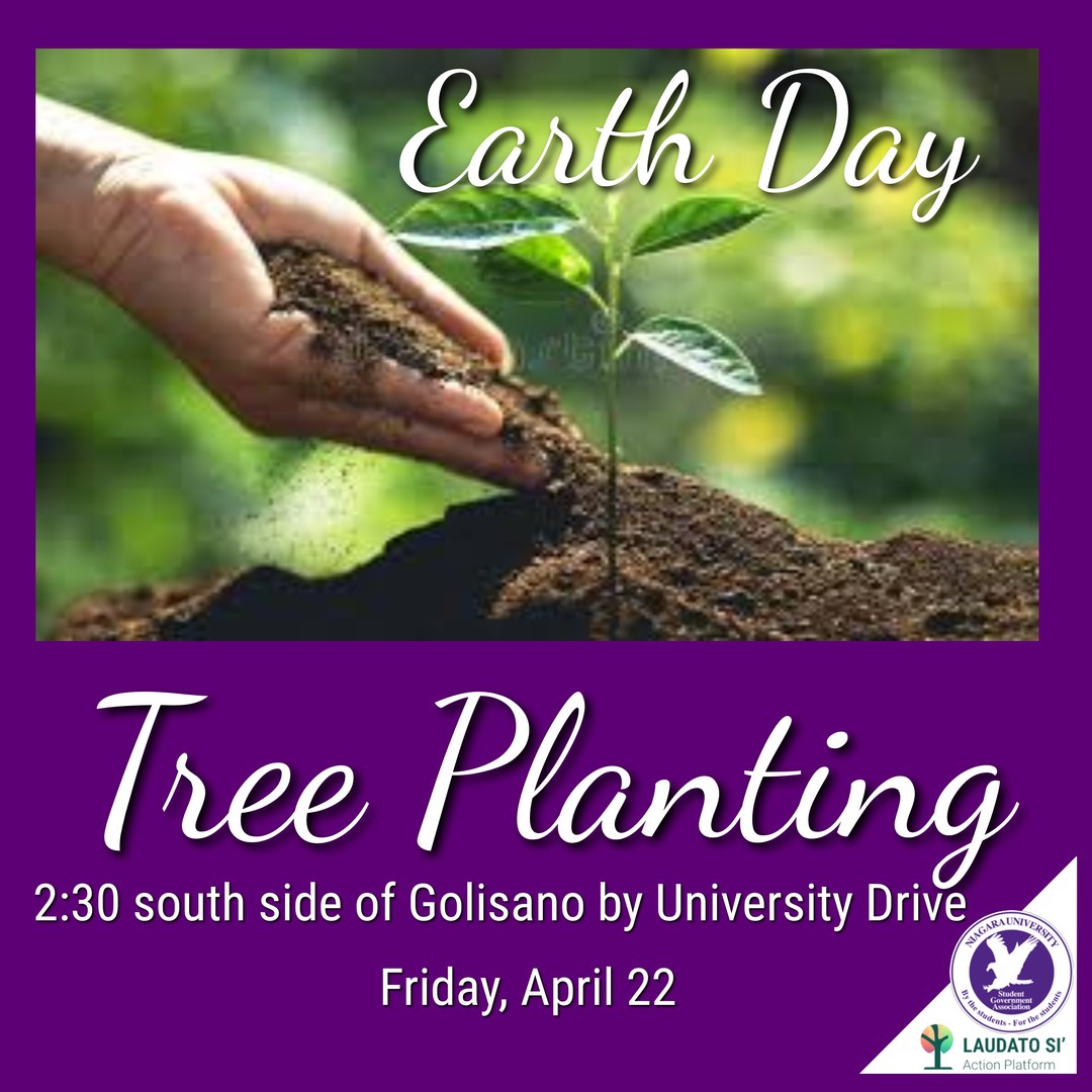 NiagaraUMission's tweet image. See instagram.com/p/Cci7-aNplg8/  to read the rest! "Friday is Earth Day and Dr. Gallo's at it again! Tree planting happens Friday, April 22 at 2:30 p.m. on the south side of Golisano by University Drive. No experience necessary! #earthday #laudatosi