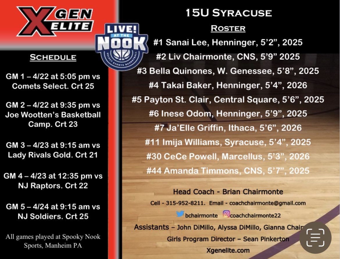 Coaches don’t miss the opportunity to watch these talented student athletes. <a href="/XGenElite/">XGen Elite</a> <a href="/JohnDiMillo/">John DiMillo</a> <a href="/Coach_Pinkerton/">Sean Pinkerton</a> <a href="/Coach_JBrooks/">Jacey Brooks</a> <a href="/NYSTakeover/">Empire State Takeover</a> <a href="/OChairmonte/">liv chairmonte</a> <a href="/21GChairmonte/">Gianna Chairmonte</a> <a href="/AlyssaDiMillo/">Alyssa DiMillo</a>