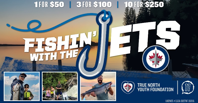 NHLJets's tweet photo. Today is your last chance to win an all-inclusive fly in fishing experience with Cole Perfetti and Dylan Samberg! 🎣 

Flight, accommodation, food and fishing are included.  

Buy your tickets for your chance to win and support @TNYouthFDN’s #Project11!