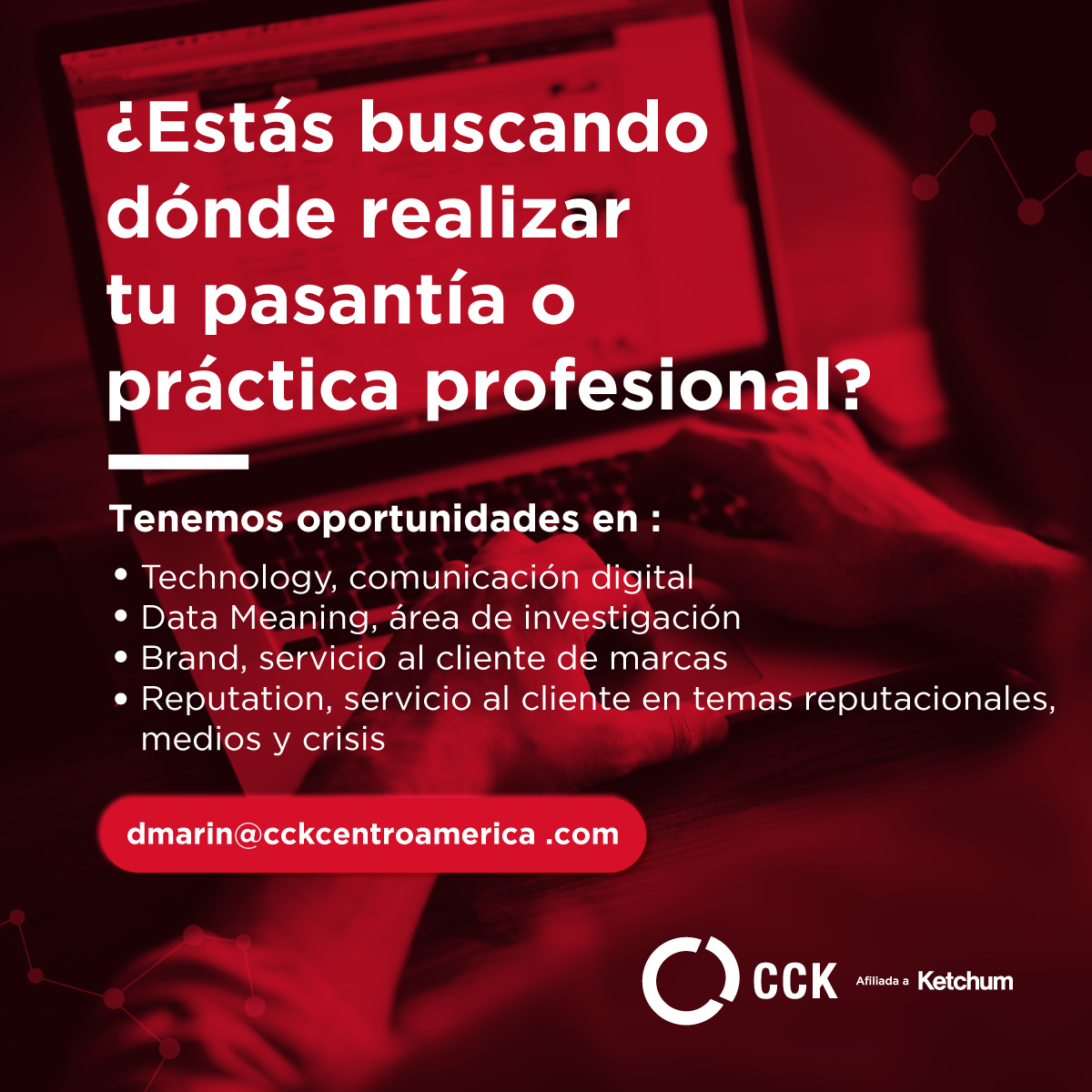 ComCorpCA's tweet photo. Realiza tu práctica profesional o pasantía en CCK Costa Rica.
#SomosCCK https://t.co/ZRhbo0Fl1Y