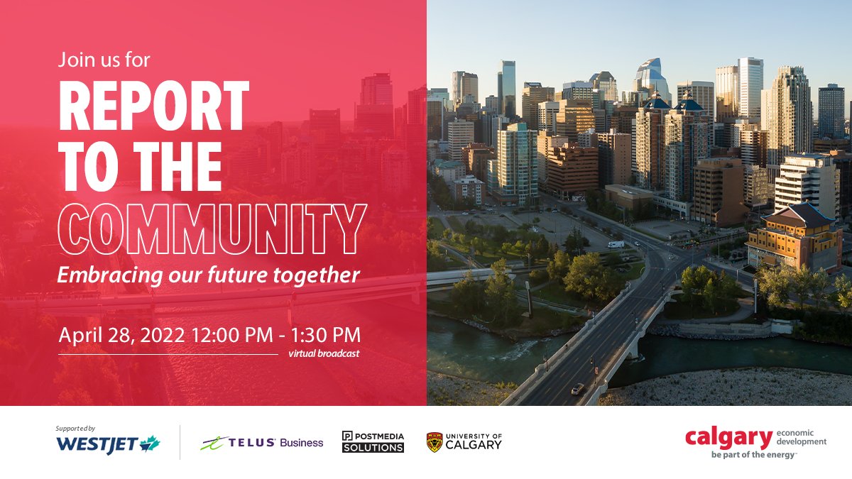 calgaryeconomic's tweet photo. Calgary's home-grown airline @WestJet is proud to sponsor the annual #ReportToCommunity. Join the conversation on April 28, featuring discussions on the diversity, inclusivity, and vibrancy of Calgary’s future. https://t.co/E9xpW0wBc4 #NewEconomy https://t.co/mJcNRrg6sd