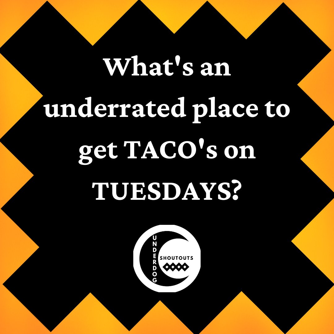 UndrdogShoutout's tweet photo. It's Taco Tueeesssday.

What's an underrated place to get Taco's on Tuesdays? - @UndrdogShoutout 

#TacoTuesday #Food #lunch #dinner #indigenous #culture #Foodie #football #technology #Takeout #tuesdayvibe #Tuesday #TuesNews #groceries #chef  #business #SmallBusiness #restaurant https://t.co/Noey5WukrB
