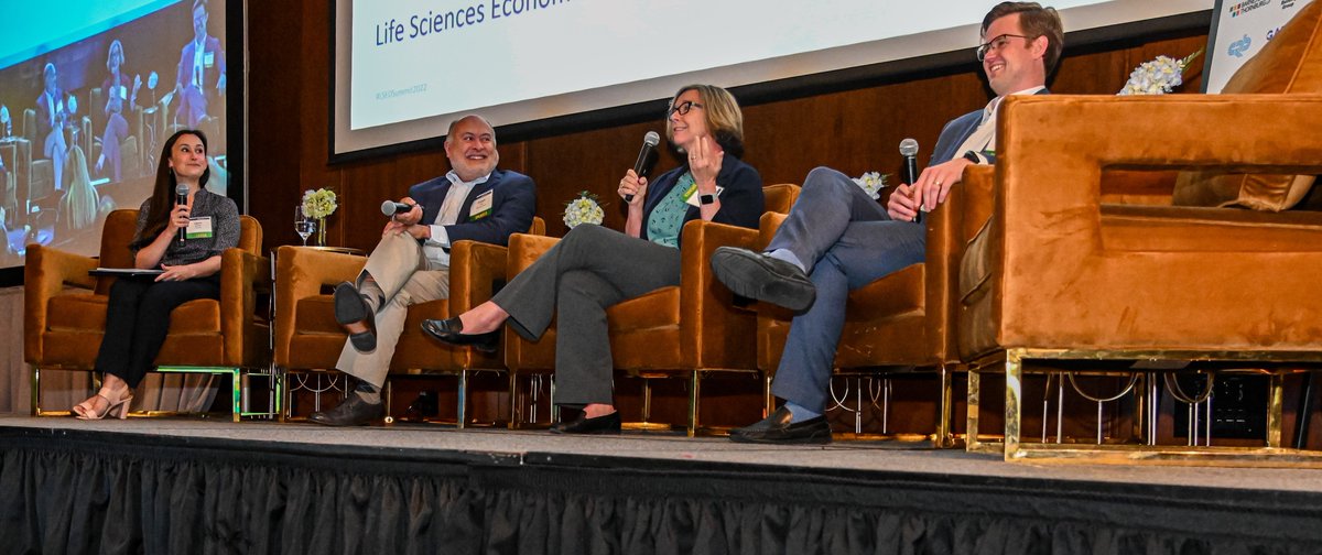 ncbiotech's tweet photo. NCBiotech's Laura Rowley and panelists Joe Owen, Joseph C Ruiz, and Mari Beth Tandy discuss partnerships and initiatives for promoting diversity, equity, and inclusion in #NCLifeSciences. #LSEDSummit2022 https://t.co/y0Mm8B8per