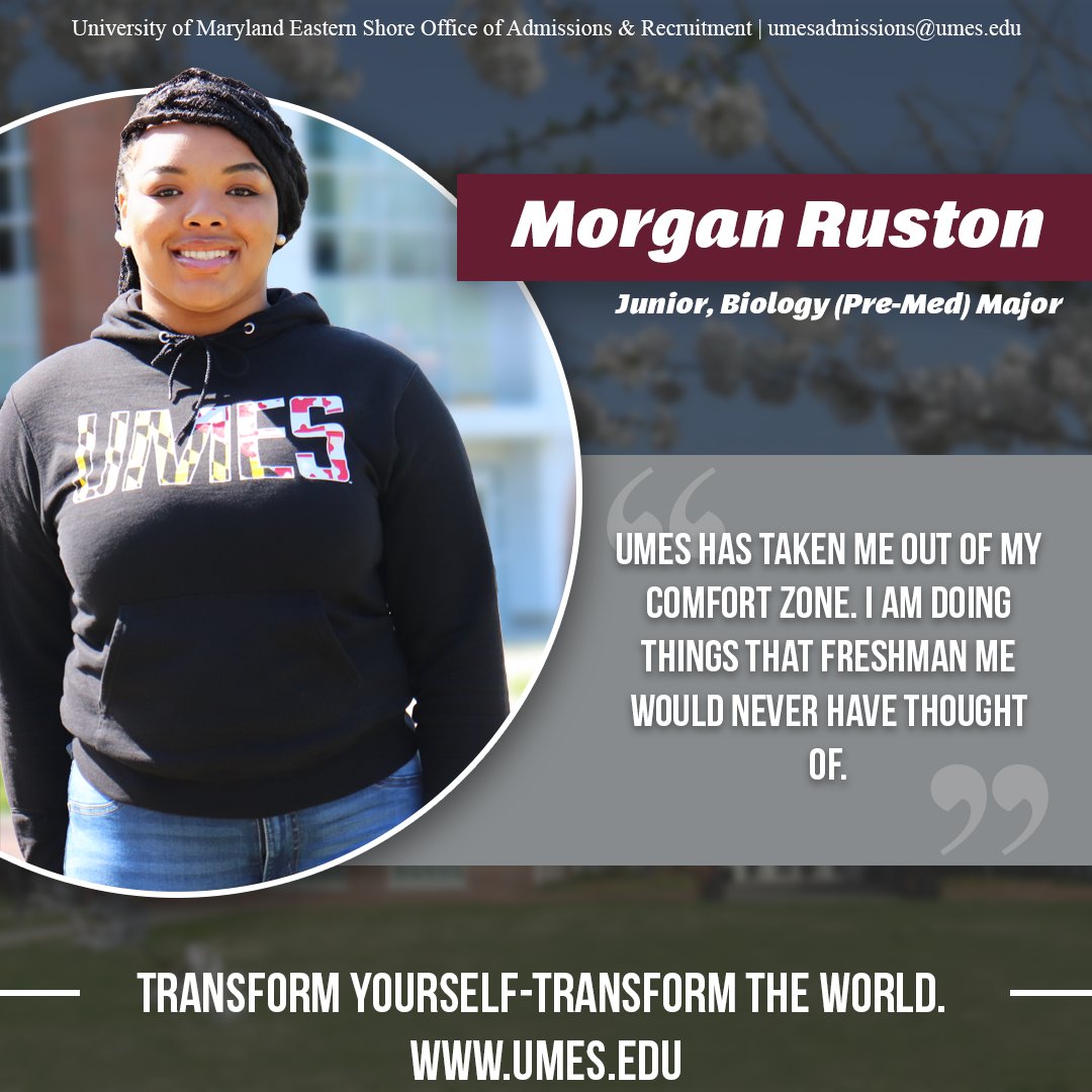 Like many of our students, Morgan has transformed herself at #UMES. She left her comfort zone and joined organizations such as Hawk Ambassadors and NAACP and has been able to meet people that have turned into her "forever friends."