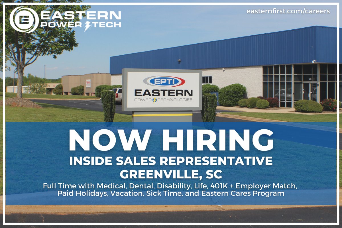 ThePowerTech's tweet image. #nowhiring - Eastern Power Technologies has an immediate full-time opening for an inside sales representative. 
Read more -  easternfirst.applicantpro.com/jobs/2324336.h…

#jobs #careers #hiring #easternfirst #easternpowertech #pvf #insidesales