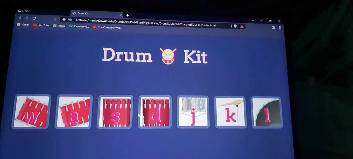 IamManishDahal's tweet image. Made a drum kit using HTML CSS and Javascript, working with button as well as keyboard.. 
#functionup #frontenddeveloper #javascriptdeveloper #mernstackdeveloper