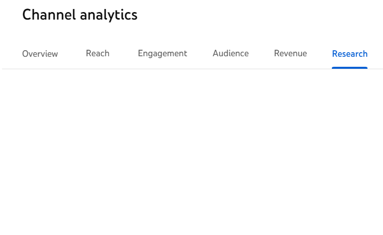 CubsDenOrg's tweet photo. @TeamYouTube There seems to be an issue with the research tab. Just shows blank. Other tabs work just fine https://t.co/Fw7sUXk9IJ