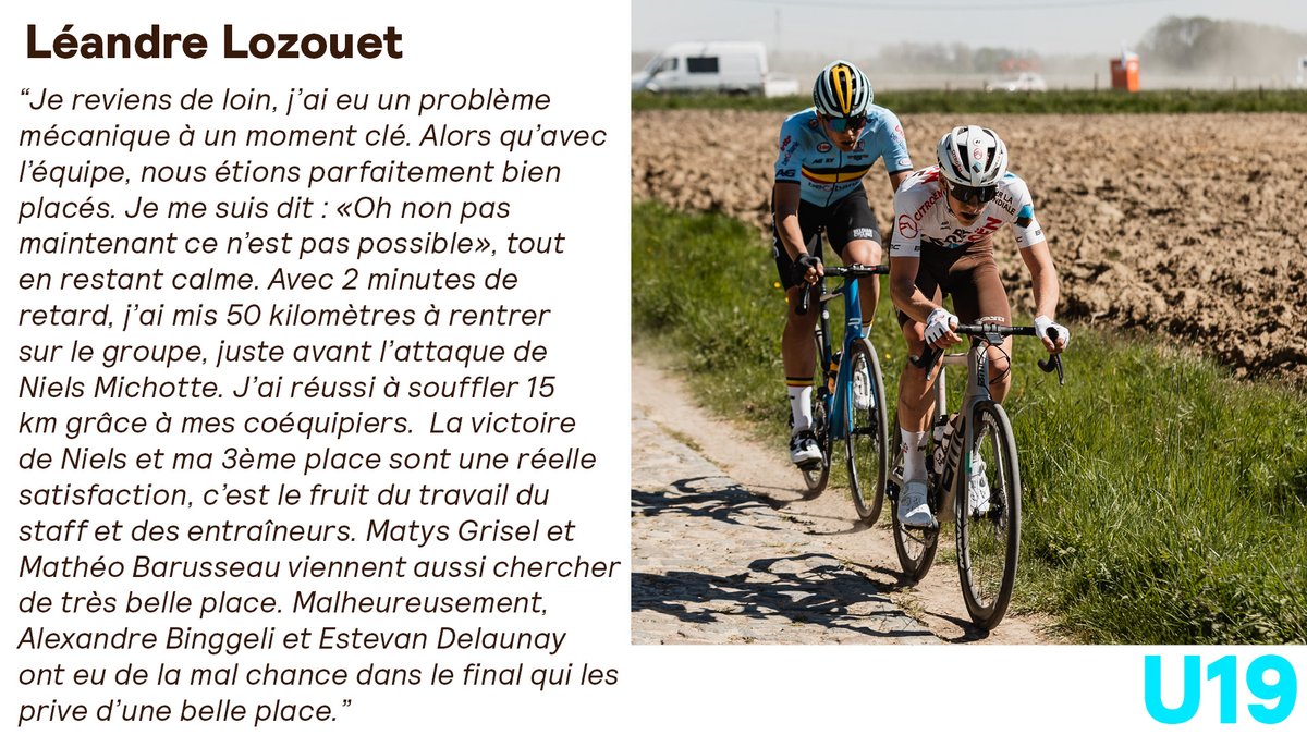 🇨🇵 @Paris_Roubaix 

🎙 <a href="/lozouet_leandre/">Léandre Lozouet</a> : "La victoire de Niels Michotte et ma 3ème place sont une réelle satisfaction"