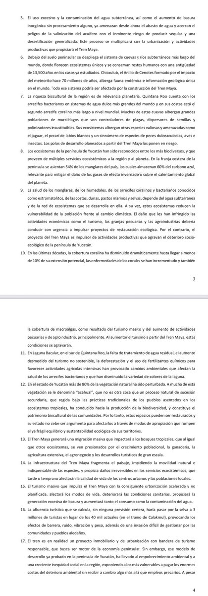 jrisco's tweet photo. 350 académicos están en contra del Tren Maya y le escriben esta carta a @lopezobrador_ 

Aquí sus razones y sus preocupaciones 👇🏼

[vía @ZambranoAxolote] 

*El documento tiene 17 páginas en total, con el nombre de todos los firmantes. https://t.co/q6DV0uBwJ2