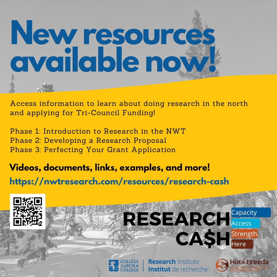 Need help with your research project in the NWT? Check out new resources available at nwtresearch.com/resources/rese…. @hotii_tseeda #NWTresearch #researchcash #tricouncilfunding #proposalwriting #grantwriting #developingaresearchproposal