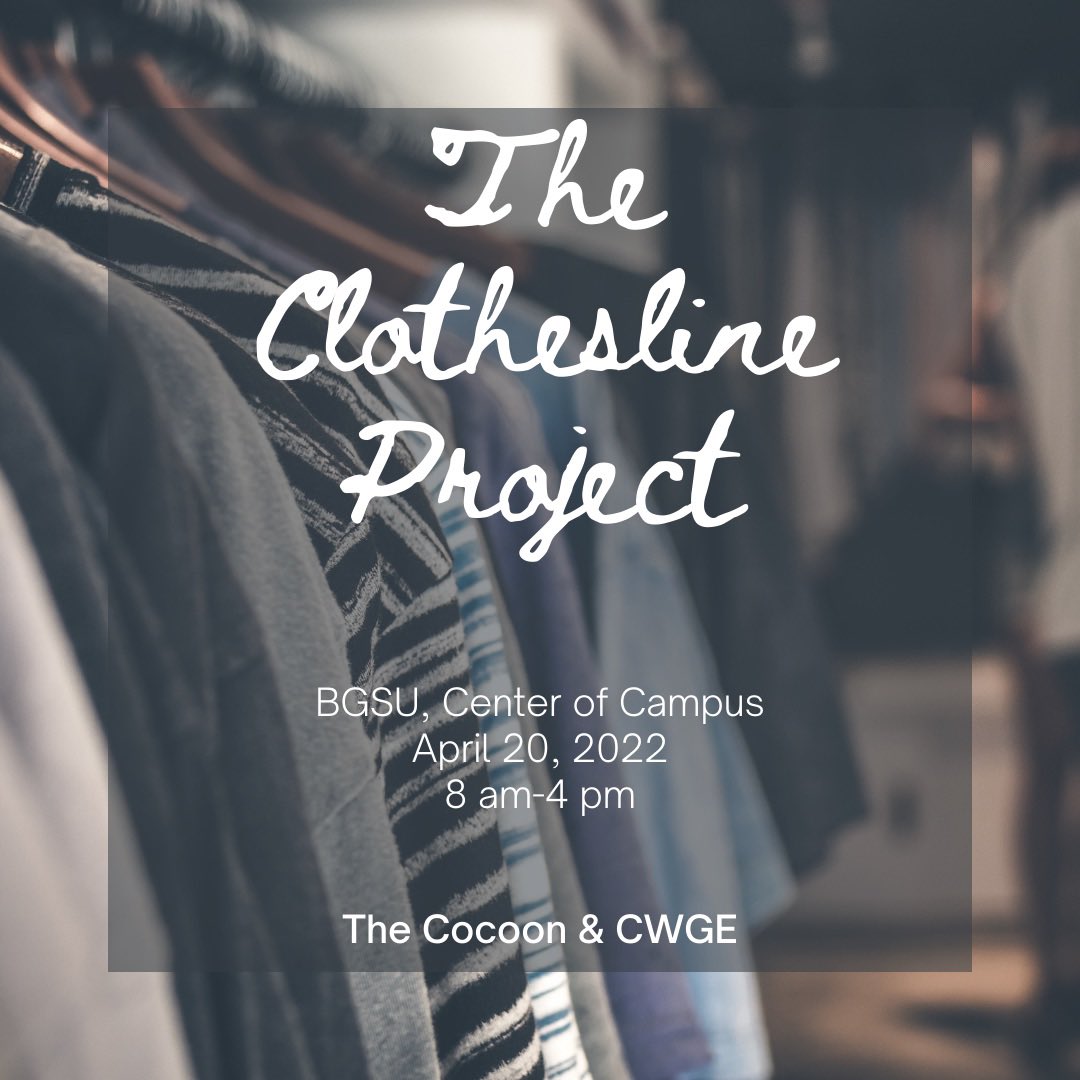 TOMORROW!!! Join us on BGSU campus for Wood County Clothesline Project ~ we may be joined by 4-legged therapy friends 😉🦮🐕‍🦺