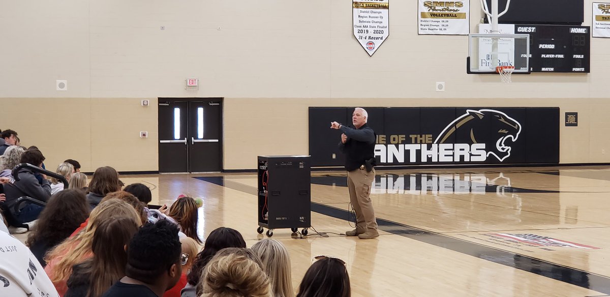 Sheriff Casey Cox speaking at SMHS Prom Promise event