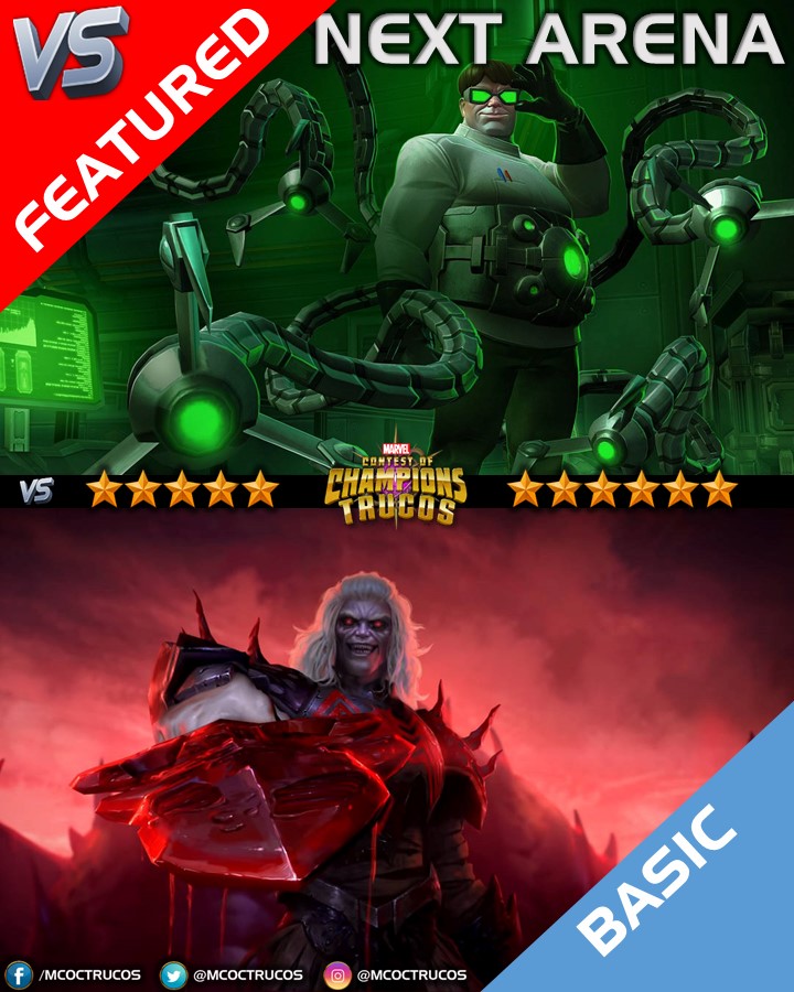 MCoCTrucos's tweet photo. #ContestofChampions #MCoC #Marvel #NextArena 🆚
🔶Featured: Doctor Octopus🐙
🔷Basic: Knull🕸️ https://t.co/g463D1Uc8R