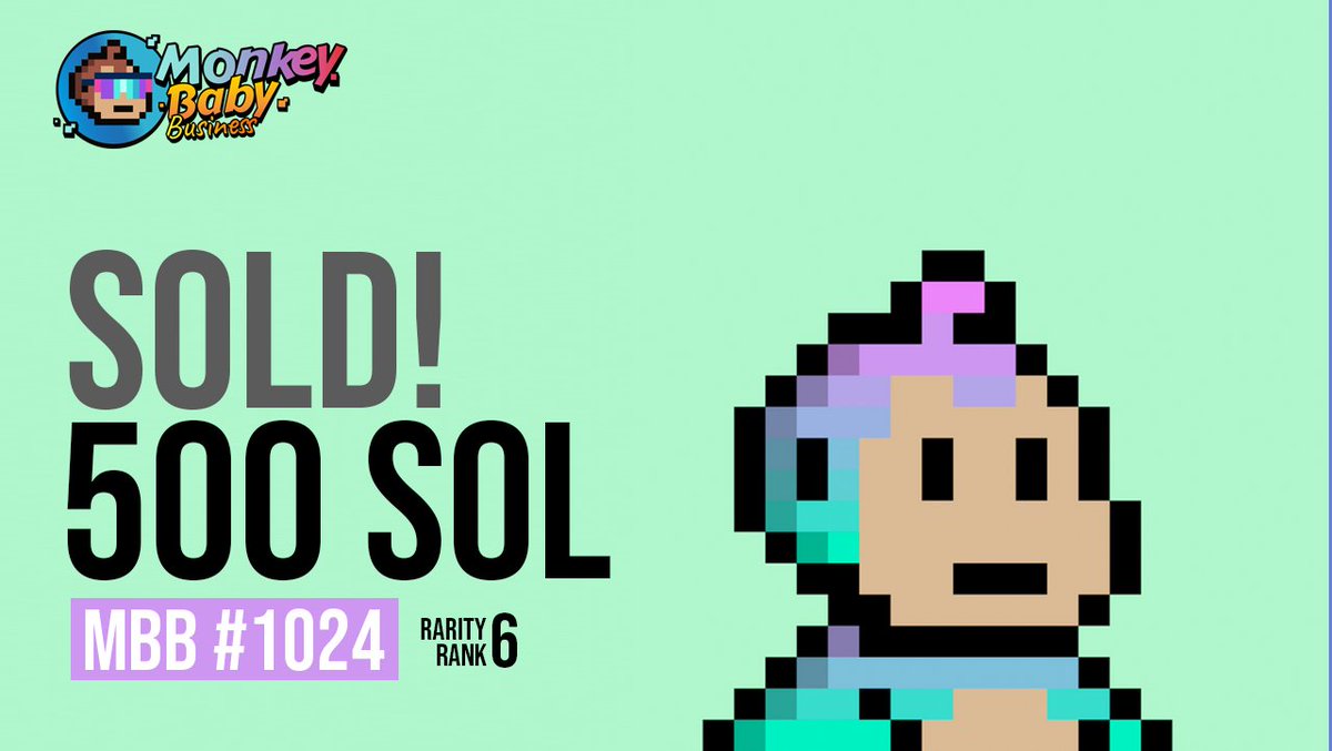 MonkeyBabyBiz's tweet photo. 🚨 MBB #1024 SOLD for 500 SOL ($53,230 💵) 

🐵 🍼 Another great adoption by @SOLBigBrain! 🔥 https://t.co/inQDoGB8Ms
