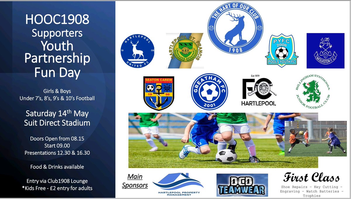 Inaugural HOOC1908 Youth Partnership Fun Day, Saturday 14th May <a href="/Official_HUFC/">Hartlepool United FC</a>