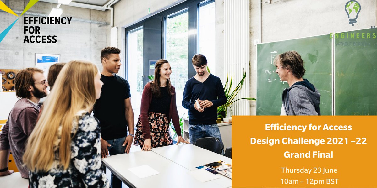 🏆Registration is now open for this year's Efficiency for Access Design Challenge Grand Final!  
Join us at 10am – 12pm BST on Thursday 23 June for an in-depth look into the future of the solar appliance sector and hear from our amazing students! Register: eventbrite.co.uk/e/efficiency-f…