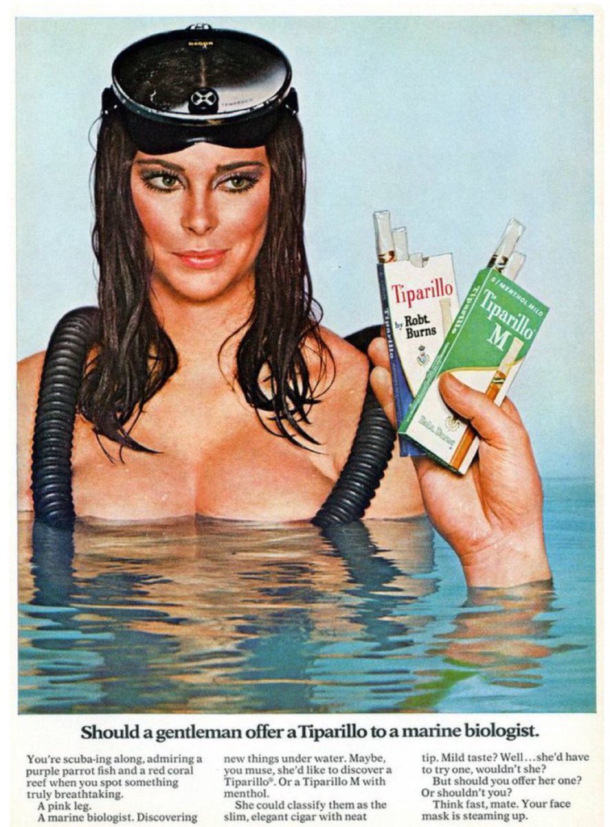 If you were a female marine biologist in the 70s, you worked topless and smoked Tiparillos. Everybody knows that.