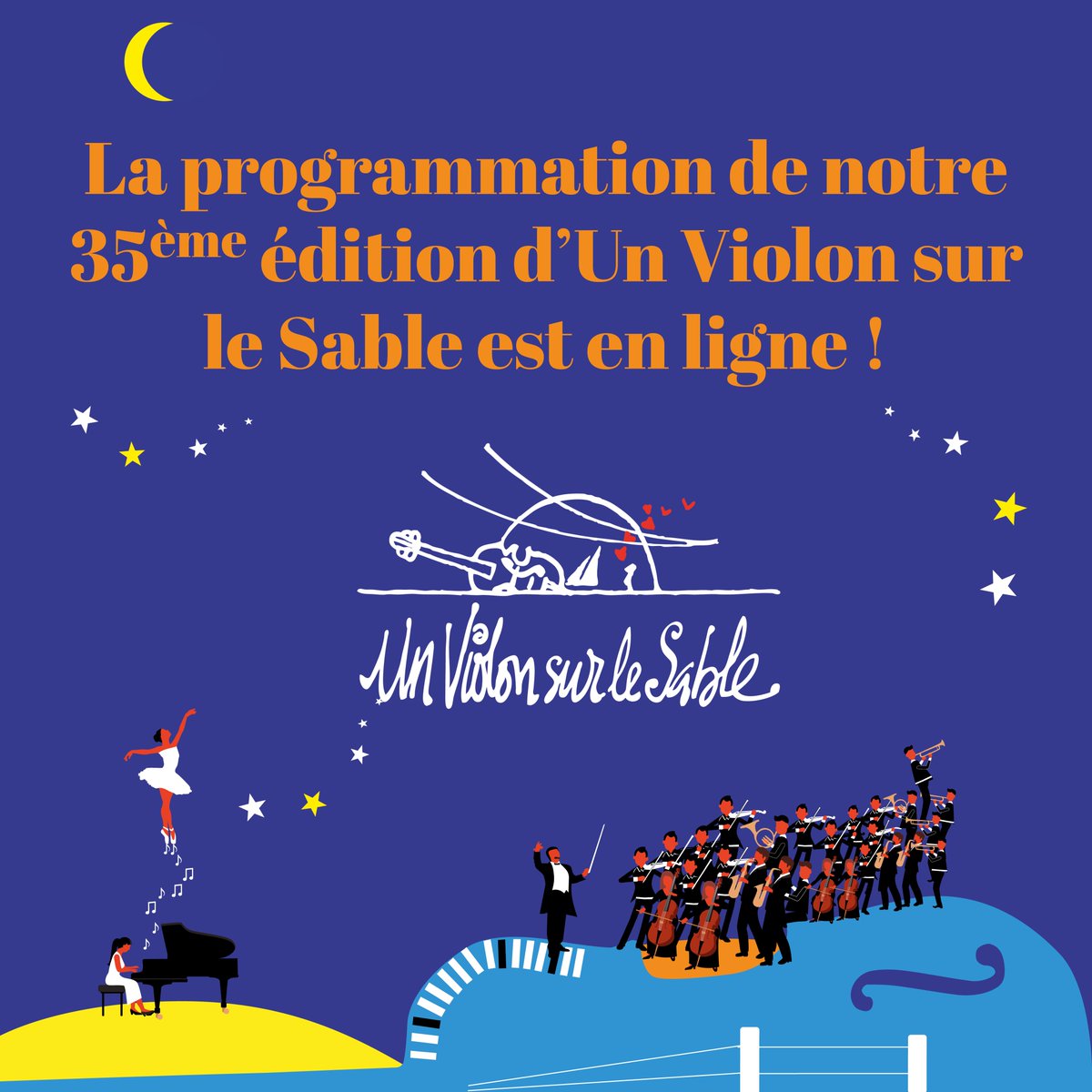 violonroyan's tweet photo. Notre programmation est en ligne ! 🥳
Rendez-vous sur notre site internet pour connaitre la programmation de la 35ème édition d’un Violon sur le Sable. 🎻⛱
------
https://t.co/QsOeXprIjN 
------
#unviolonsurlesable #musique #musiqueclassique https://t.co/sKyBsXekf5
