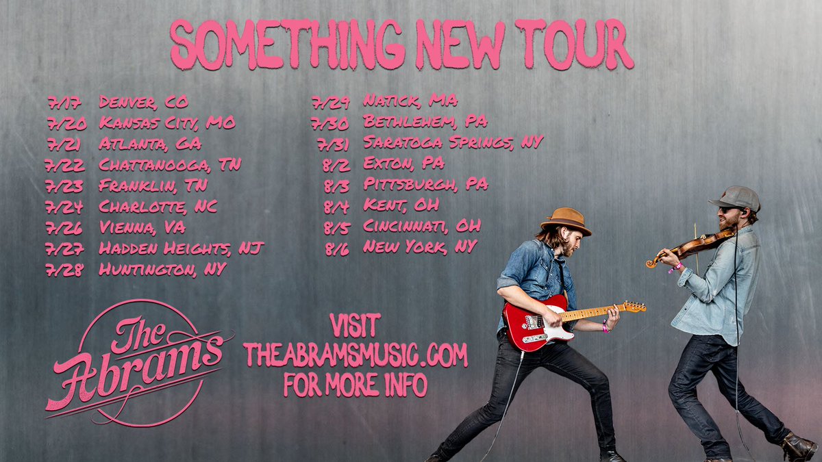 TheAbrams's tweet photo. We have some exciting news to share. We're announcing our Something New US Tour to run July 17th - August 6th. It's been quite awhile since we've been out there and we can't wait to reconnect with all of you.
Visit https://t.co/Iq9rQavBod for more info.
📸: @Dropout_ca https://t.co/iEYIZNg2bG
