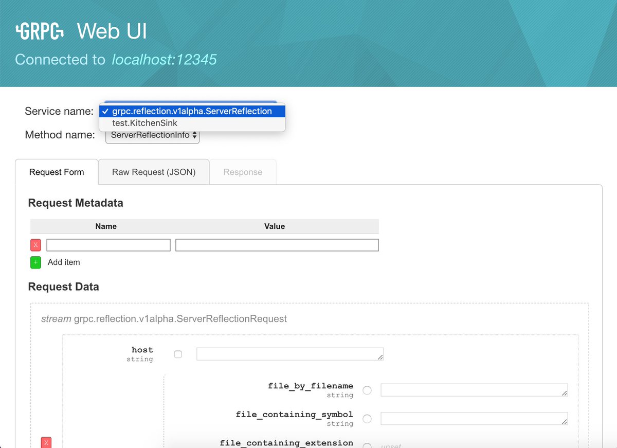 AndrewRedUK's tweet photo. Such a nice gRPC UI for sending grpc requests to services without frontend.

https://t.co/JSHtglDn7H https://t.co/yEiYE8sH3S