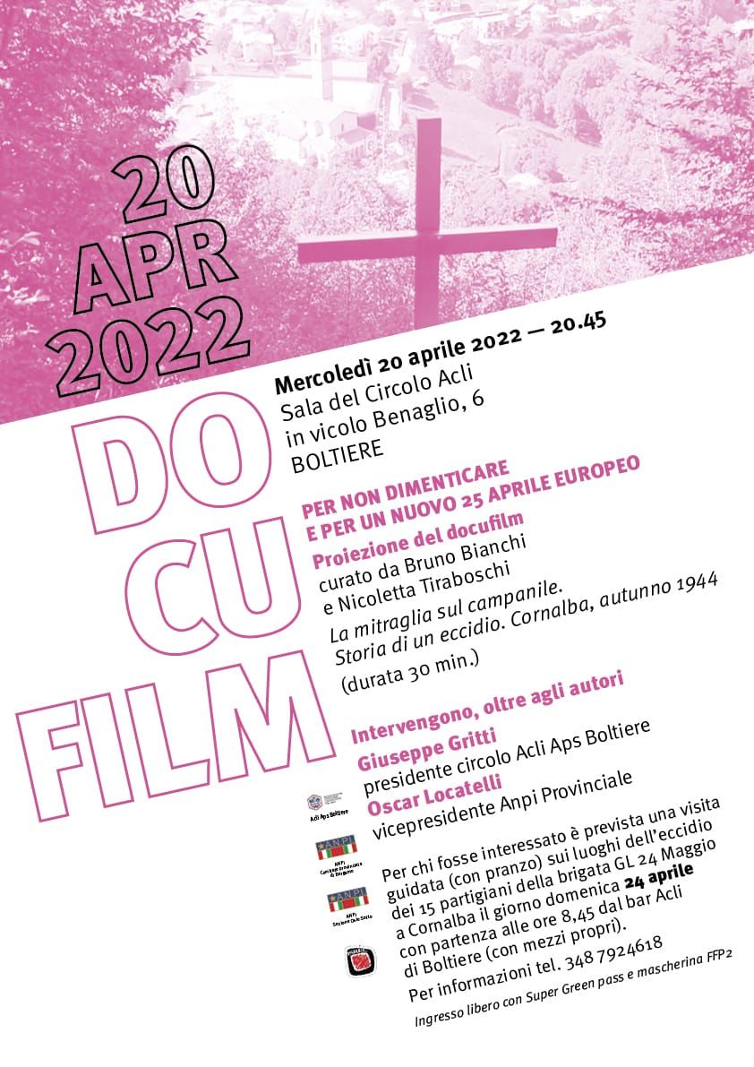 BergamoAcli's tweet photo. #20aprile (ore 20.45) Acli #Boltiere - Oltre agli autori del docufilm, Bruno Bianchi e Nicoletta Tiraboschi. interverranno anche il presidente del circolo Acli APS di Boltiere Giuseppe Gritti e il vicepresidente dell'ANPI provinciale Oscar Locatelli. Info https://t.co/zauJalAZrH https://t.co/DJU6myRArV