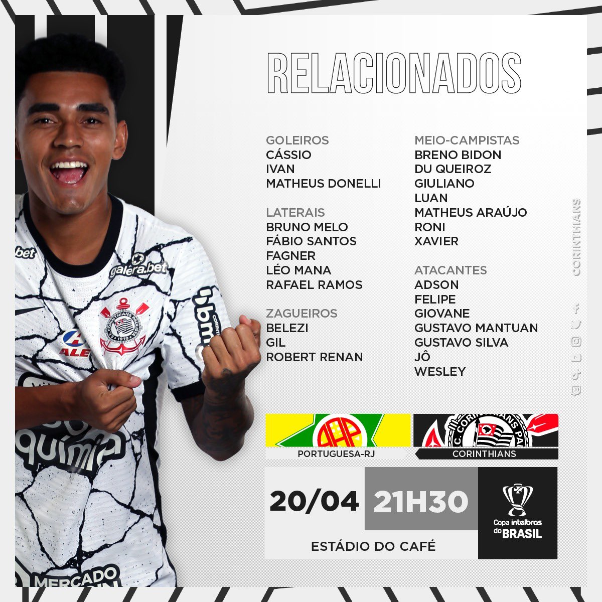 Com time reserva, Corinthians busca empate contra a Portuguesa-RJ