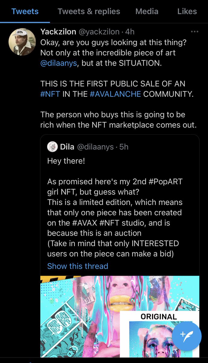 svnday_'s tweet photo. After curating my galley in @metamorph_nft discord. I totally forgot about a piece of $AVAX #NFT history! This was the VERY FIRST piece ever publicly sold in the #Avalanche community, period. This is on X-chain. This will be my PFP for a bit in honor of @dilaanys the creator. https://t.co/ZlicsWU4uO