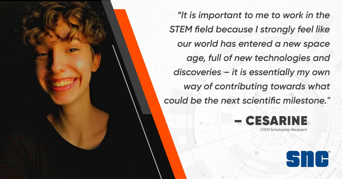 SierraNevCorp's tweet photo. This week we are featuring our 2022 SNC Women in STEM scholarship winners. Cesarine is studying Astronomy & Astrophysics at Embry-Riddle Aeronautical University. We wish her luck on this exciting journey! #STEM #SNCSTEM #WomenInSTEM #Scholarship #Career https://t.co/3mKF68LZPR https://t.co/phO5SQgdXB