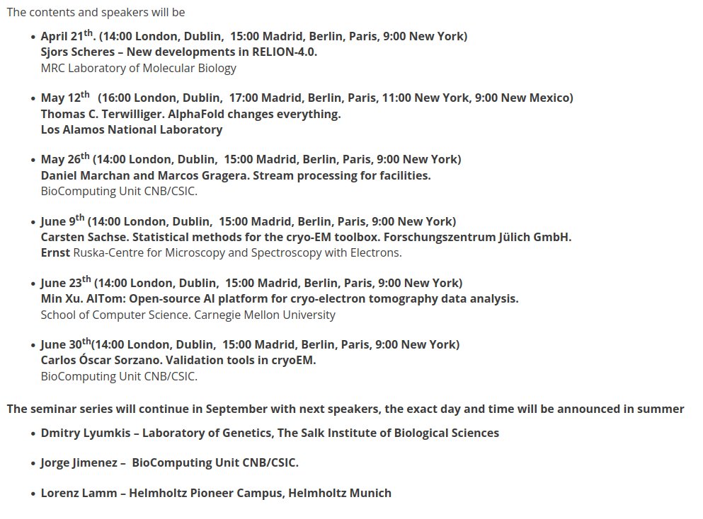 I2PC - Instruct Image Processing Center (@instructi2pc) on Twitter photo The I2PC Seminar Series on #cryoEM and #cryoET starts this Thursday. We'll start with Sjors Scheres (<a href="/SjorsScheres/">Sjors Scheres</a>, @MRC_LMB ) talking about New developments in RELION-4.0. See you on Thursday (June, 21th) at 15:00 (Madrid, Berlin, Paris Time) here: conectaha.csic.es/b/bla-rkh-dqa-…
❄️🔬👇 The I2PC Seminar Series on #cryoEM and #cryoET starts this Thursday. We'll start with Sjors Scheres (<a href="/SjorsScheres/">Sjors Scheres</a>, @MRC_LMB ) talking about New developments in RELION-4.0. See you on Thursday (June, 21th) at 15:00 (Madrid, Berlin, Paris Time) here: conectaha.csic.es/b/bla-rkh-dqa-…
❄️🔬👇