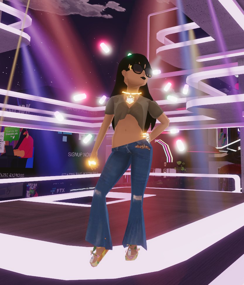How do I look? 

Summer Crop Top <a href="/T0kenDesign/">T0kenKiwi</a> 
Peace and Love Jeans by JT Studio (handle?)
Citron Platforms <a href="/SUSAN_ALEXANDRA/">Susan Alexandra</a> 
love love love my Pill Aura @nyan_verse 
my fave bling/sunnies <a href="/RichHomieNFT/">RichHomie.NFT</a> 

Location: Dollhouse -101,-98