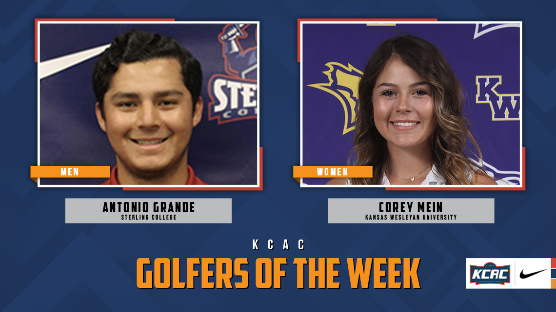 kcacsports's tweet photo. Antonio Grande of @SterlingCSports and Corey Mein of @kwucoyotes Earn KCAC Golf Weekly Honors! https://t.co/n8Ys1Hh07y #KCACgolf

@NAIA https://t.co/9Srfspz69c