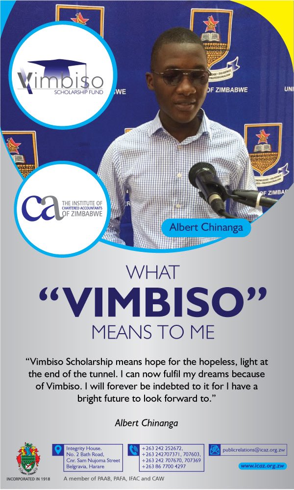 CASS_ICAZ's tweet photo. Through the ICAZ-CASS Vimbiso Scholarship Trust Fund, students are assisted in adopting a hopeful and optimistic heart, so that they can breathe easier and expect a more pleasant future. https://t.co/FvjbOkmWL6