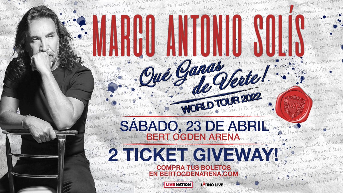 BertOgdenArena_'s tweet photo. Giveaway🥳 Enter to win 2 Tickets to see Marco Antonio Solís at #BertOgdenArena this Saturday!

To Enter: Like this post, Follow our Twitter page, Retweet and tag your friends! 🎉

#ContestAlert #MarcoAntonioSolis #Concert #RGV956 #giveaway https://t.co/hgALGD4qSh