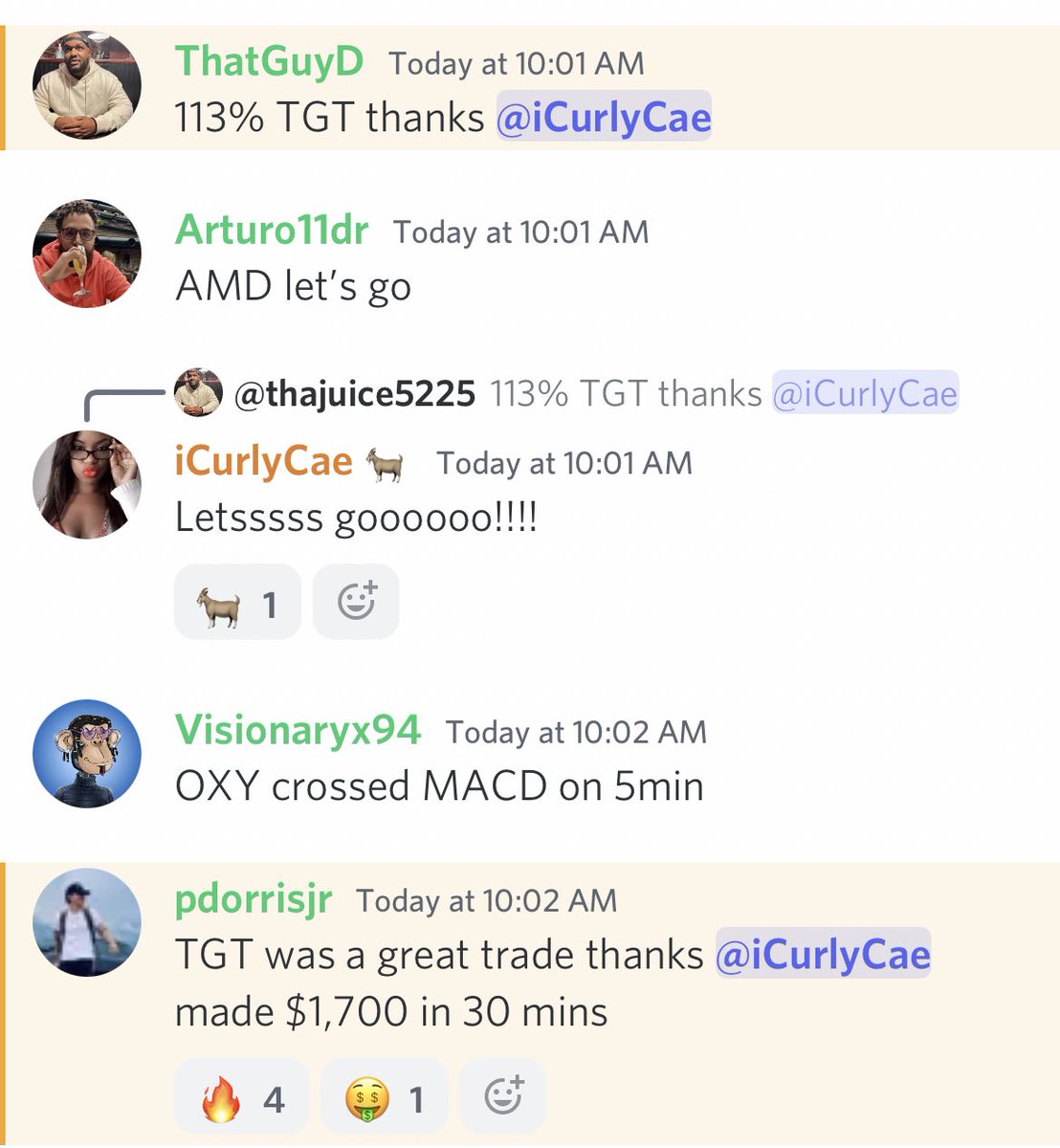 iCurlyCae's tweet photo. Pure joy in its purest form when you help a trader make $1700 in 30 minutes and several others to make over 100% in less than 4 hours #100Cae @crisssydon @chrissssjohnson @WealthSquad https://t.co/jHaKBP9ssU