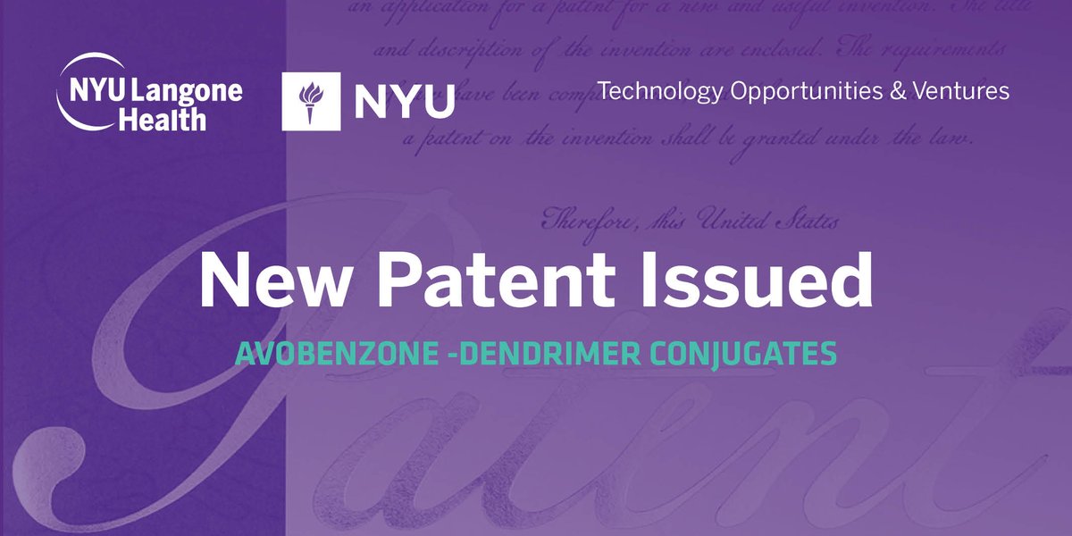 New patent alert! Dr. Marcus Weck of <a href="/nyuniversity/">New York University</a>’s Chemistry dept has developed new derivatives of a common #sunscreen photofilter, to maximize UV-A protection and better prevent against #skincancer &amp; aging. 
patents.google.com/patent/US20210…
#skinaging #uvdamage #sunscreen #dendrimers