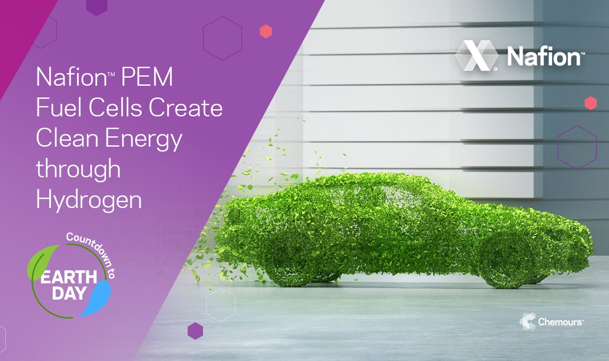 chemours's tweet photo. Proton exchange membrane (PEM) fuel cells use #hydrogen to maximize vehicle range, sustainability, and efficiency. As the #CountdownToEarthDay continues, download this white paper to learn why designers and engineers specify Nafion™ PEMs for fuel cells: https://t.co/wo76tKWPHR https://t.co/Yerlss122r