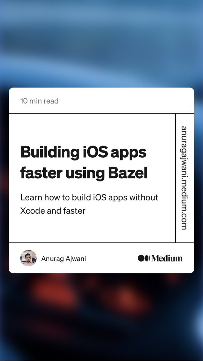 MarcoEidinger's tweet image. I don’t use Bazel to build iOS apps (yet?) but this article describes setup and migration very well! I might try it. Thanks ⁦@anuragajwani⁩

link.medium.com/SKol1P0hmpb