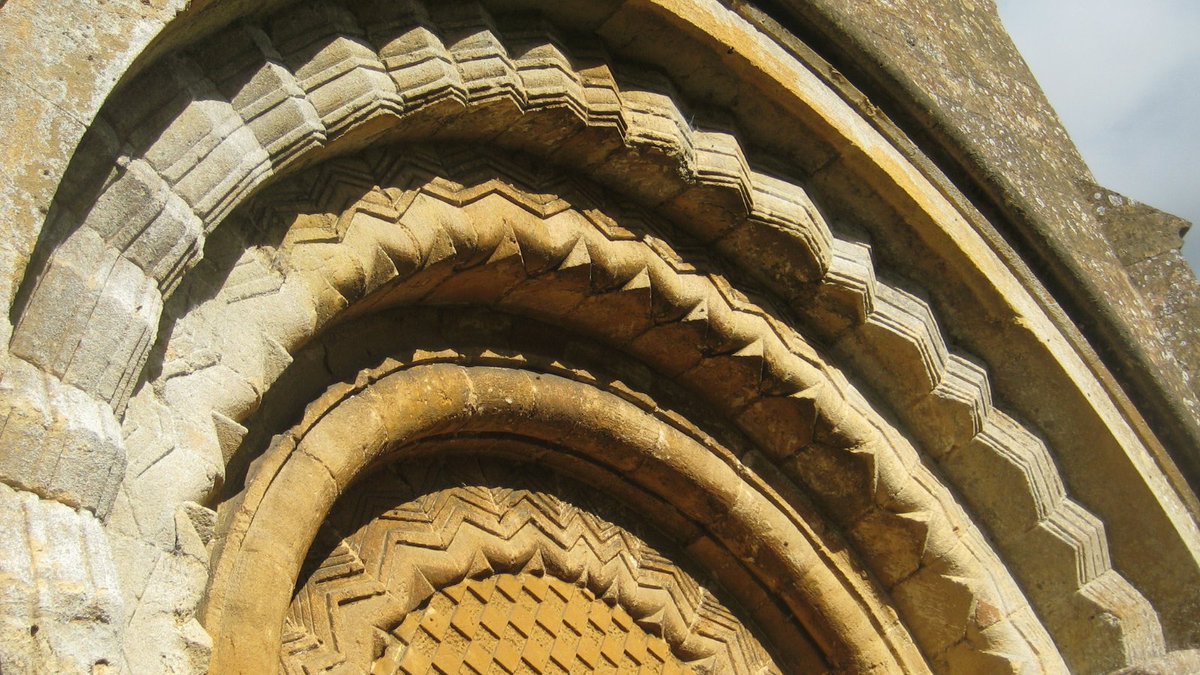 MBAillustration's tweet photo. Norman south doorway of St Michael's Church, #GuitingPower, The #Cotswolds. The church is slightly removed from the village. Interestingly, St Michael's was once the centre of the medieval village, but the houses that surrounded it have long since gone. #illustration https://t.co/iV7VddsFBC