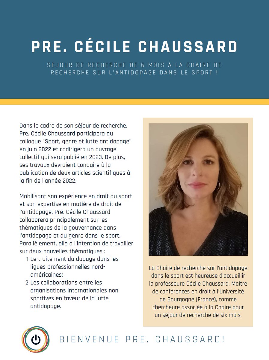 Nous sommes heureux d'accueillir la Pre. Cécile Chaussard pour un séjour de recherche de 6 mois!