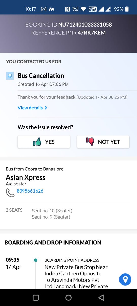 suddhaloke's tweet photo. My wife complains on your app, raising refund request and you close it on your own without resolving. What is happening?
You also left me stranded in Ooty on NewYears when bus took off before schedule (check my earlier tweets) and all u did was refund the money (and the hassle)? https://t.co/nm2i4AbB69