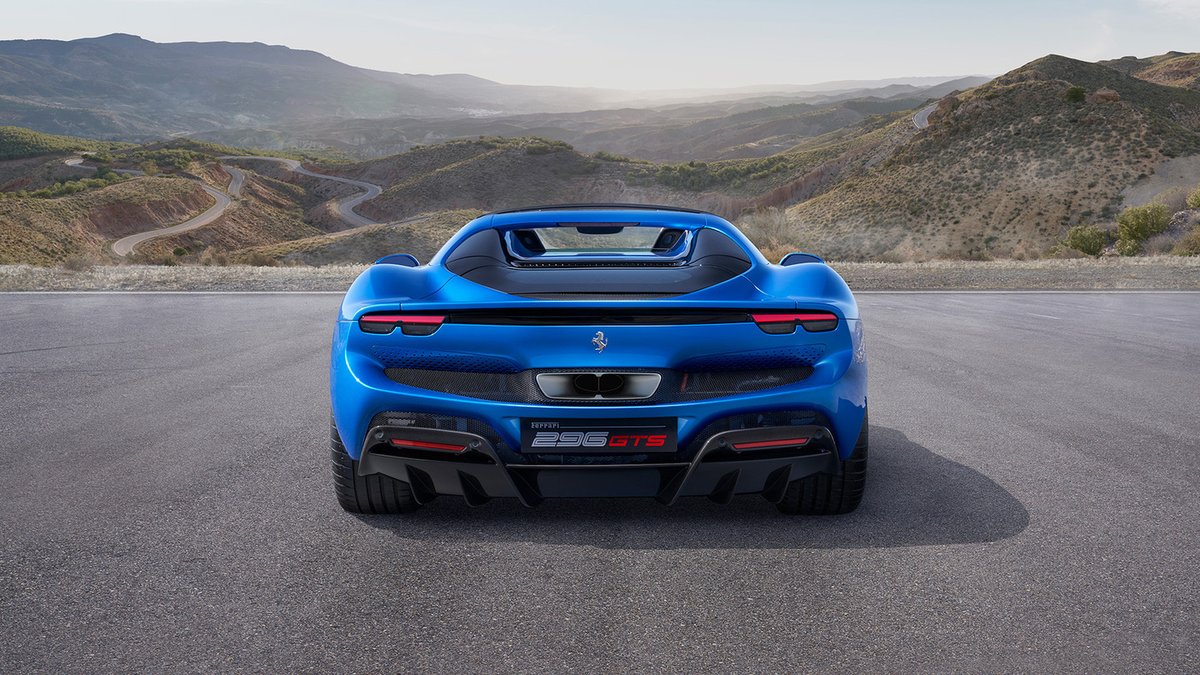 CARandDRIVER's tweet photo. The @Ferrari 296GTS is an 819-hp hybrid V-6 droptop: https://t.co/zApH2wwH0Y https://t.co/NpR3b9IMng