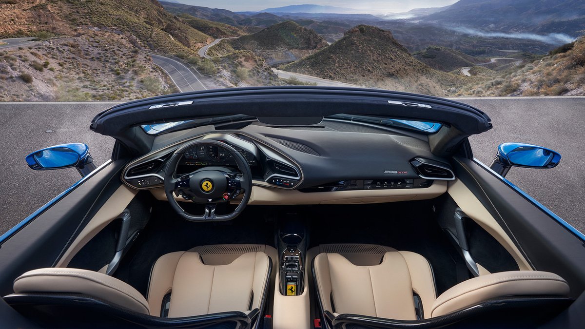 CARandDRIVER's tweet photo. The @Ferrari 296GTS is an 819-hp hybrid V-6 droptop: https://t.co/zApH2wwH0Y https://t.co/NpR3b9IMng
