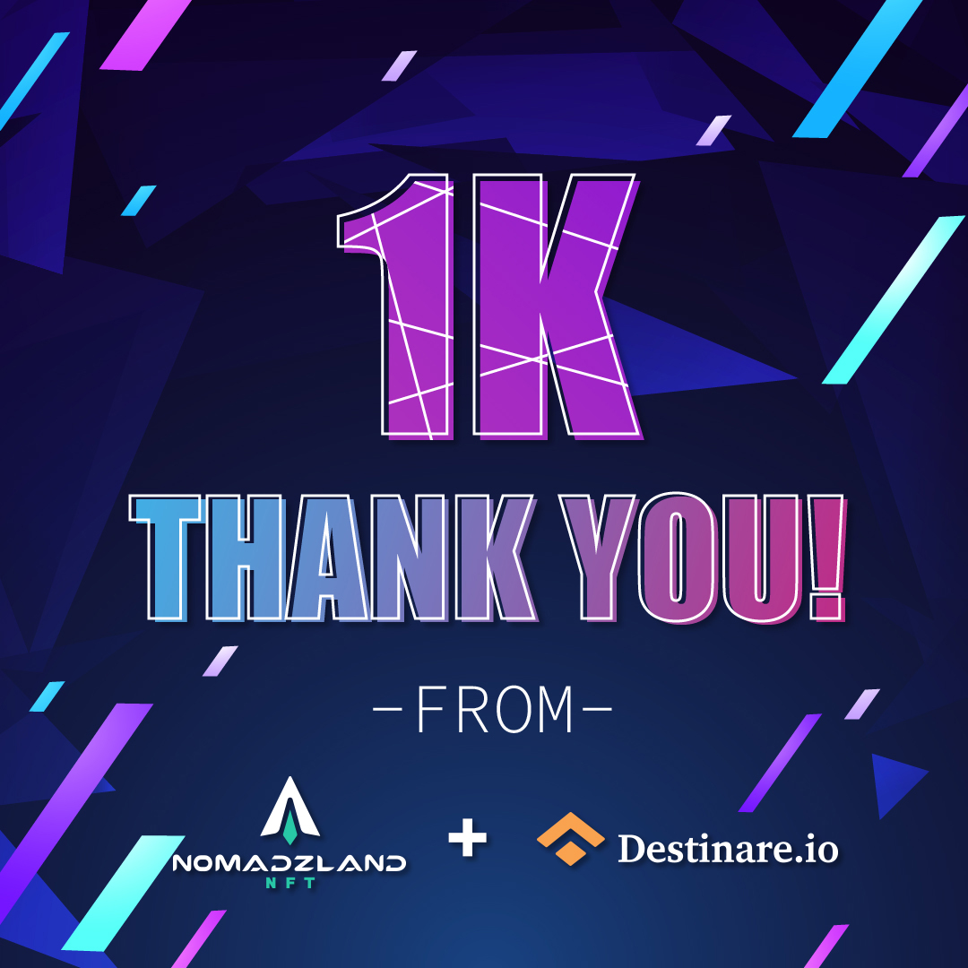 NomadzlandNFT's tweet image. The longer we travel, the more we grow! 🎉 
We've managed to gather more than 1,000+ Nomadz on Twitter! Who else will we meet along the way?