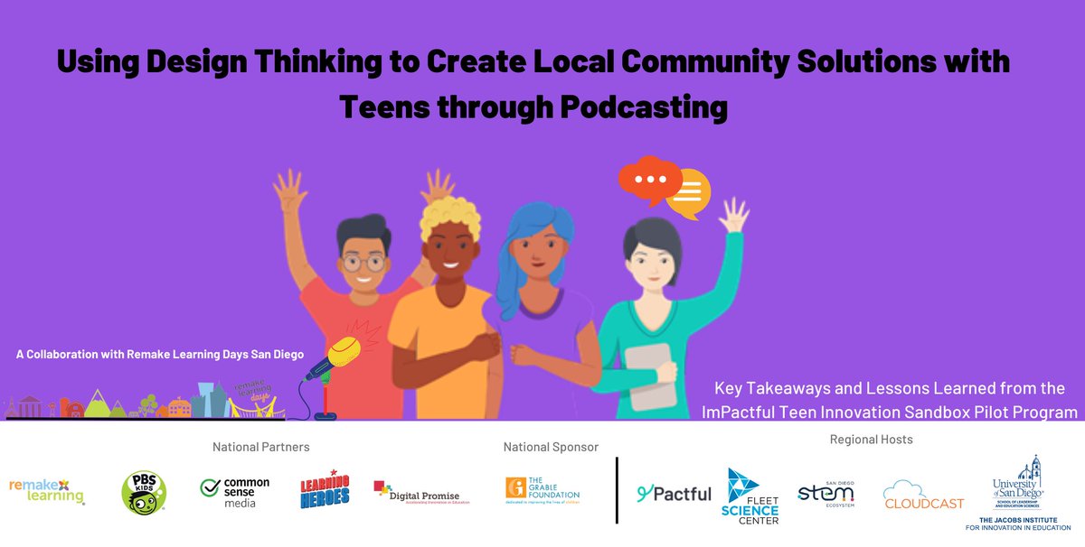 USD_JI's tweet photo. Join our no-cost workshop, "Using Design Thinking to Create Local Community Solutions with Teens through Podcasting!" Educators will learn how to help students engage in social good innovation practices to promote civic engagement and create local impact.  https://t.co/V6lh1dAGzE https://t.co/JADCXNZBT6