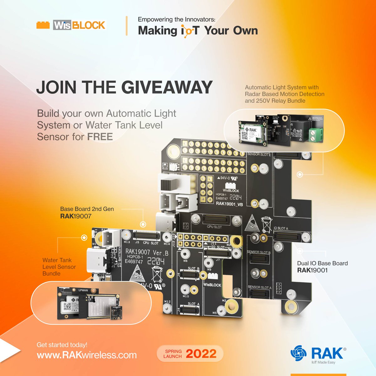 🚨#WisBlock Bundle giveaway alert! 🚨 
 
Get a chance to win a light automation system bundle or a water tank level sensor bundle. To join, just simply vote in our poll on which you would like to win. Plus, give it a like, RT, and comment for more chances of winning.
 
Good luck!