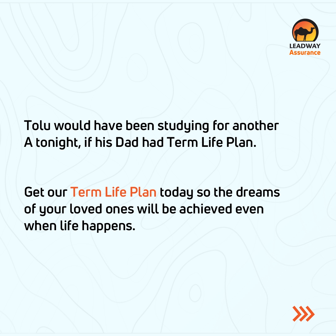 LeadwayInsure's tweet photo. Get the Leadway term Life Plan today to ensure the dreams of your loved ones continue even when life happens.
Visit https://t.co/8tpPl1Q4yZ or send us a DM now to begin.
#LeadwayAssurance #TermLifePlan #LifeInsurance https://t.co/DgvH1Aodvl